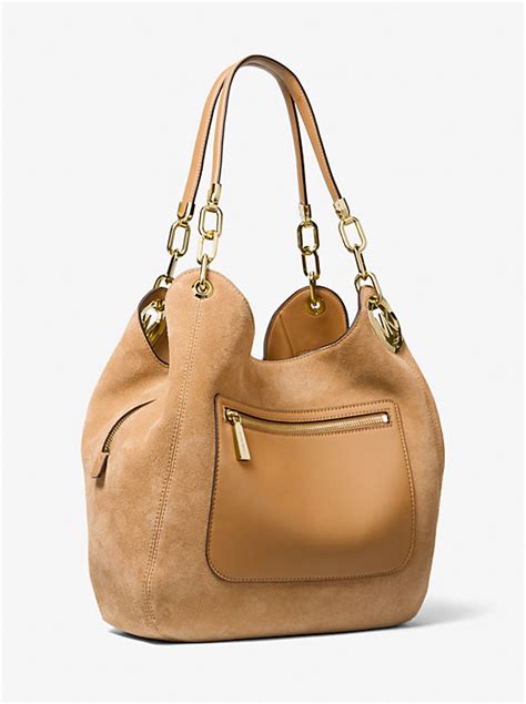 michael kors lillie large suede shoulder bag|michael kors slouchy shoulder bag.